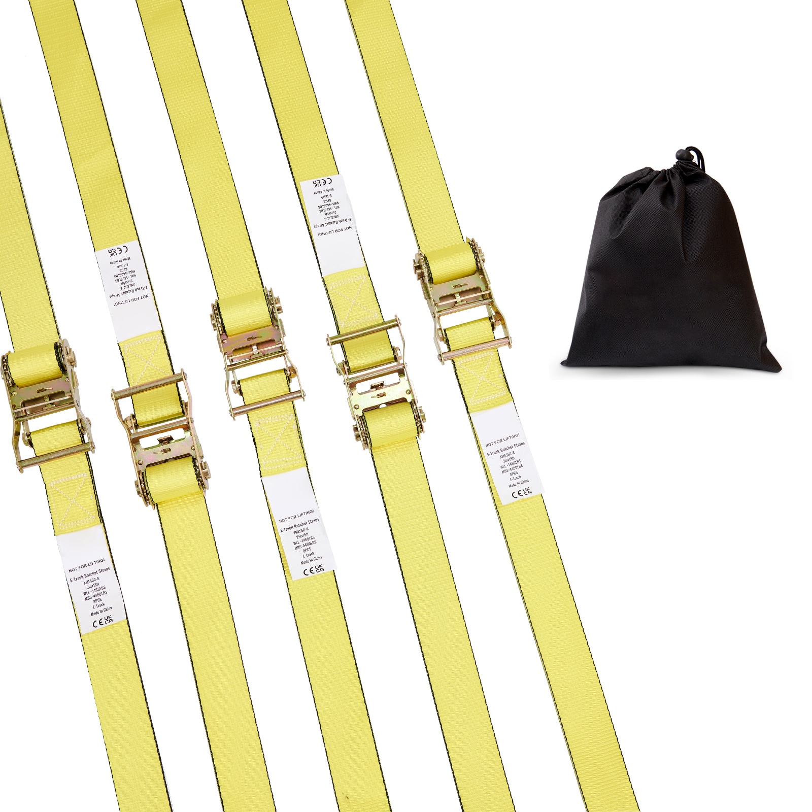 Ratchet Tie Down Straps (8PK), 4400 lb Break Strength, E-Track Endless Ratchet with 8 Premium 2" x 15' Rachet Tie Downs Heavy Duty, for Moving Securing Cargo, Appliances, Lawn Equipment